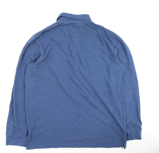 atlasformen Mens Blue Cotton Button-Up Size L Collared