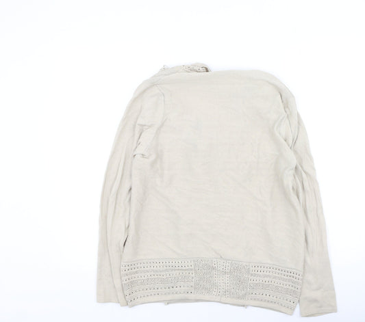 TU Womens Beige V-Neck Cotton Cardigan Jumper Size M