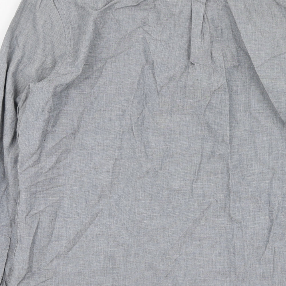 Mens UK Size L Burton Grey Button-Up Long Sleeve Casual Shirt