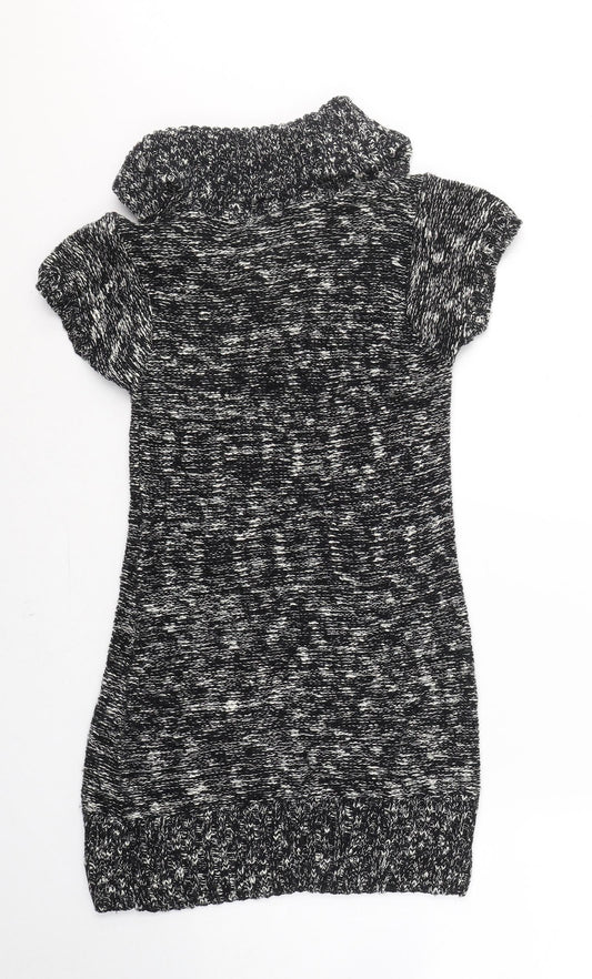 Papaya Womens Black Roll Neck Cotton Tunic Jumper Size 12
