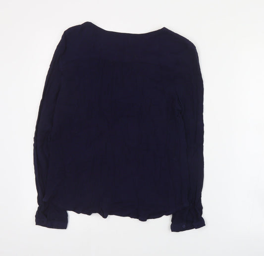 Sweewe Womens Blue Viscose Basic Blouse Size S V-Neck