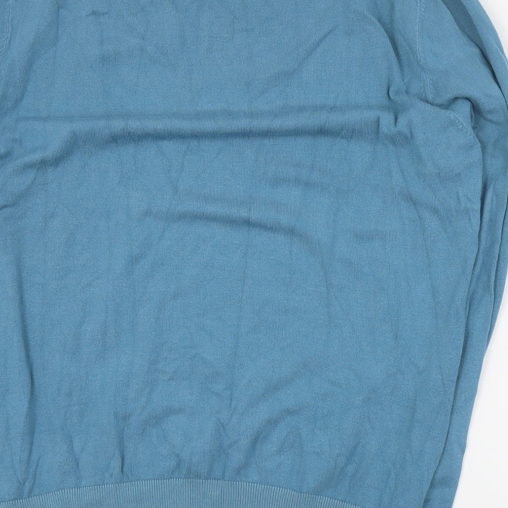 Dunnes Mens Blue Round Neck Viscose Pullover Jumper Size L