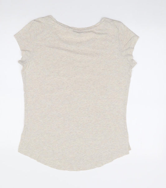 Clockhouse Womens Beige Polyester Jersey T-Shirt Size L Crew Neck