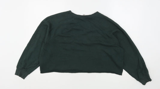 H&M Womens Green Cotton Pullover Sweatshirt Size M