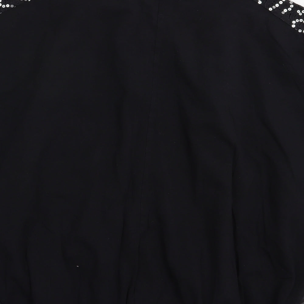 Womens UK Size L Preworn Black Basic Blouse
