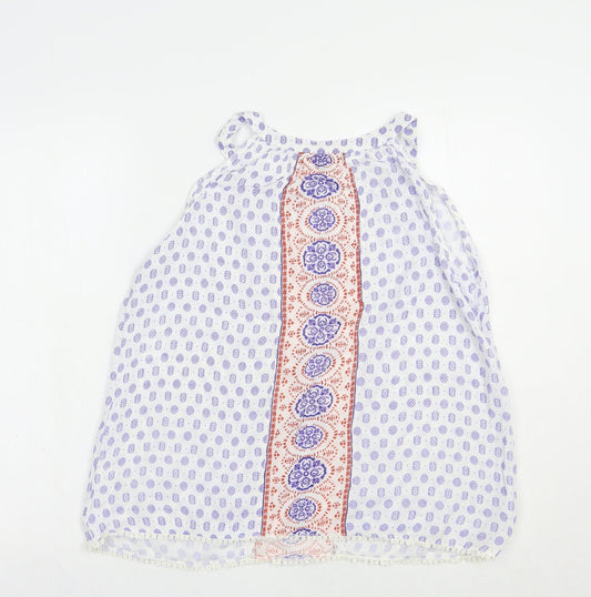 Atmosphere Womens White Geometric Viscose Basic Blouse Size 12 Round Neck