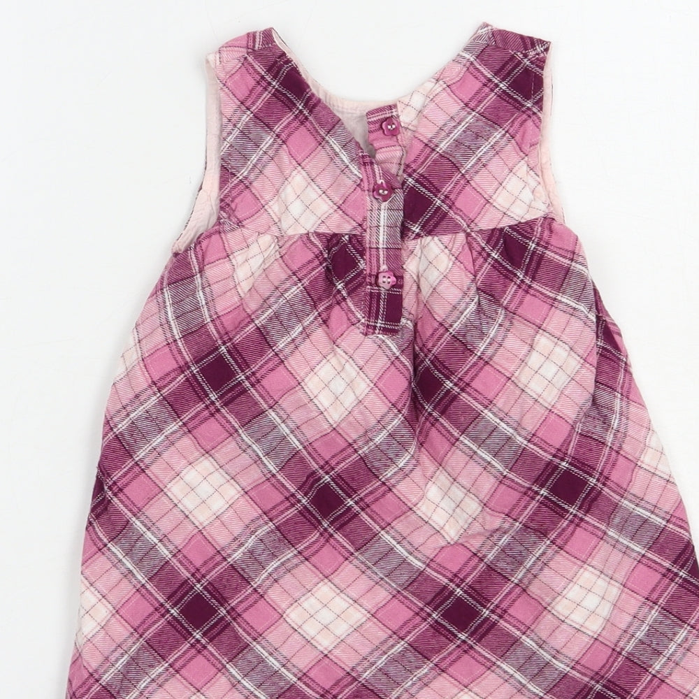 George Baby Purple Plaid Cotton A-Line Size 12-18 Months Round Neck Button