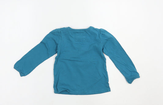 TU Baby Blue Cotton Basic T-Shirt Size 18-24 Months Crew Neck Snap