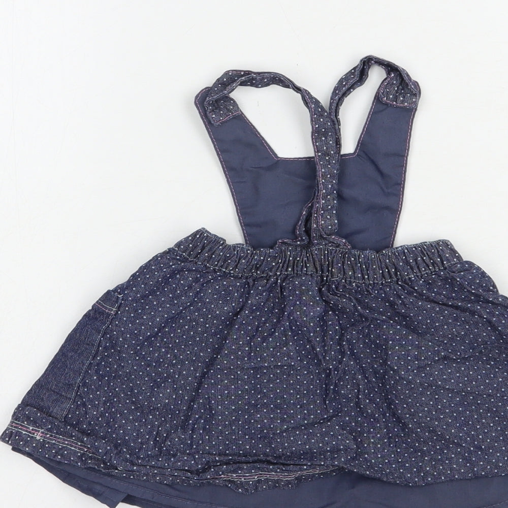 Nutmeg Baby Blue Polka Dot Polyester Pinafore/Dungaree Dress Size 3-6 Months Square Neck Button