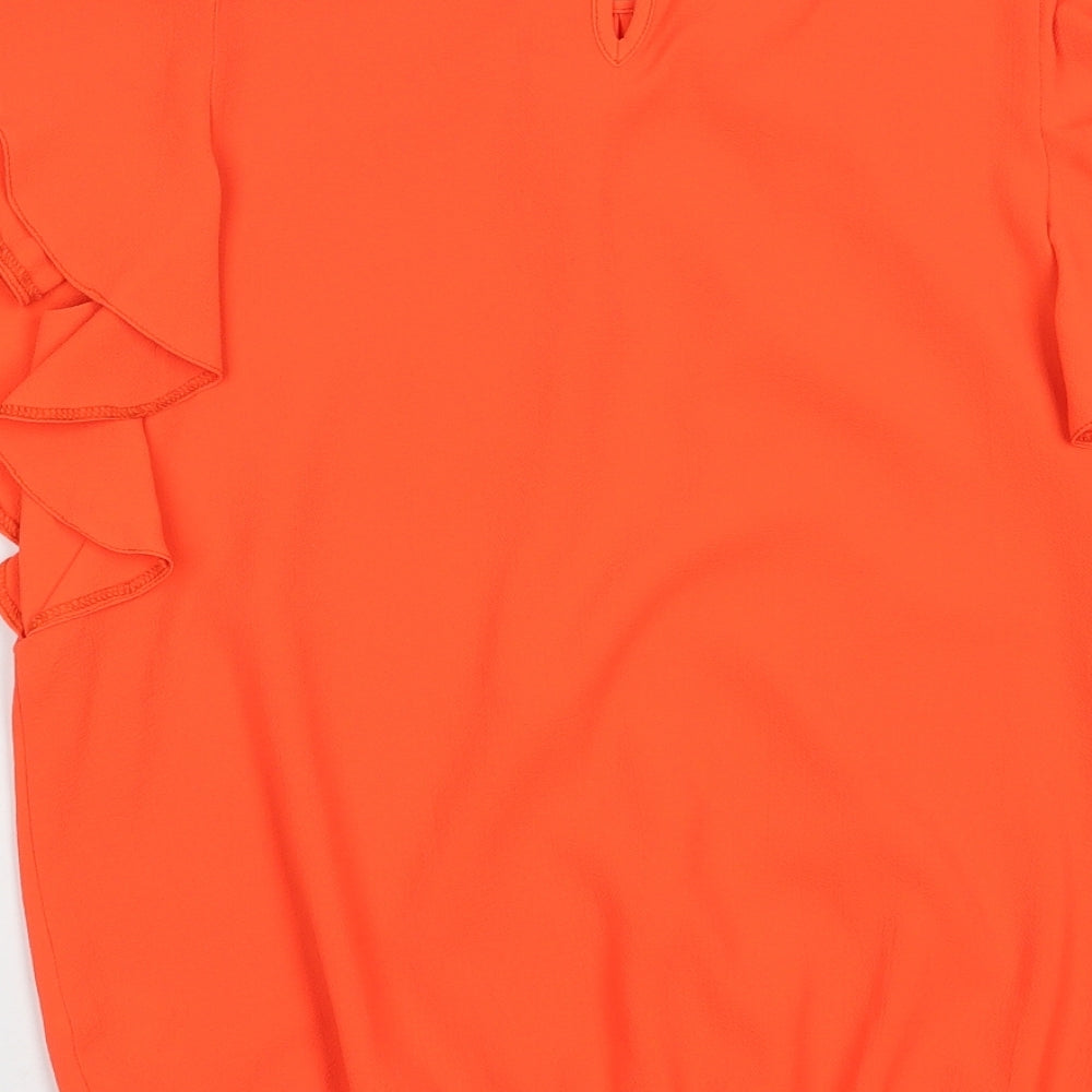 F&F Womens Orange Polyester Basic Blouse Size 10 Round Neck