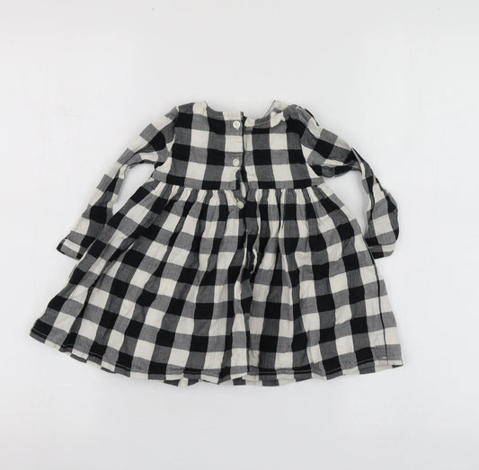 NEXT Black Check Cotton Trapeze & Swing Size 9-12 Months Round Neck