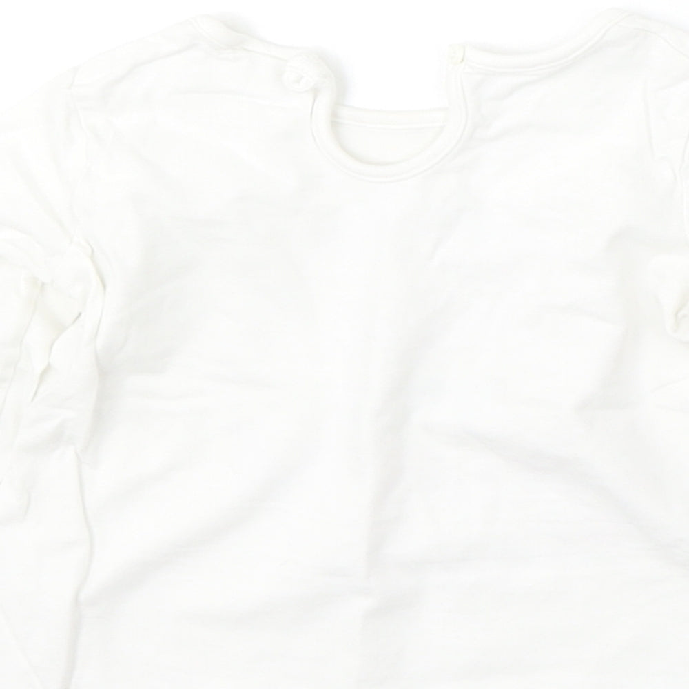 F&F Girls White Cotton Basic T-Shirt Size 12-18 Months Round Neck