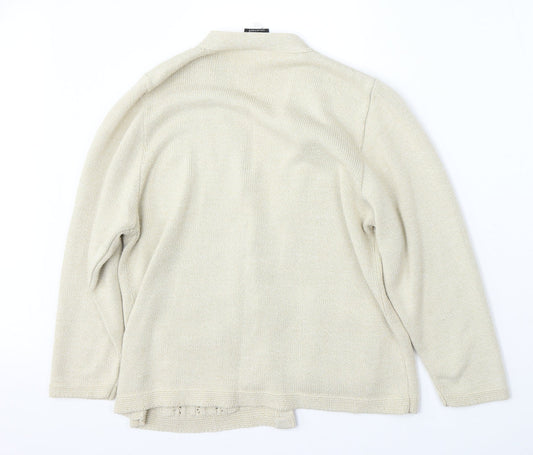 Florida Womens Beige V-Neck Acrylic Cardigan Jumper Size S