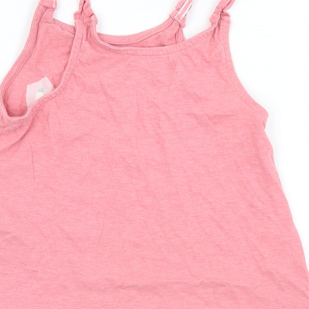 Marks and Spencer Girls Pink Cotton Camisole T-Shirt Size 6-7 Years Round Neck - Banana