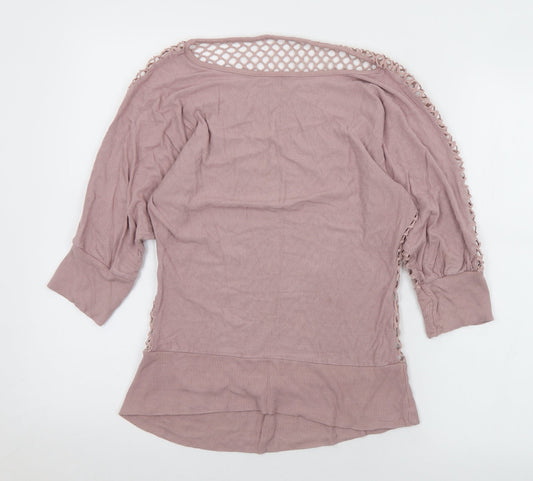 Preworn Womens Purple Polyester Jersey T-Shirt Size S Boat Neck