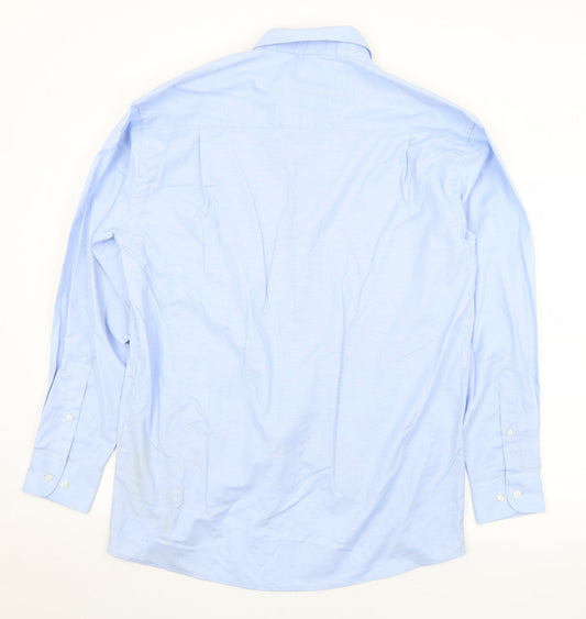 Russell Mens Blue Cotton Button-Up Size 15.5 Collared Button