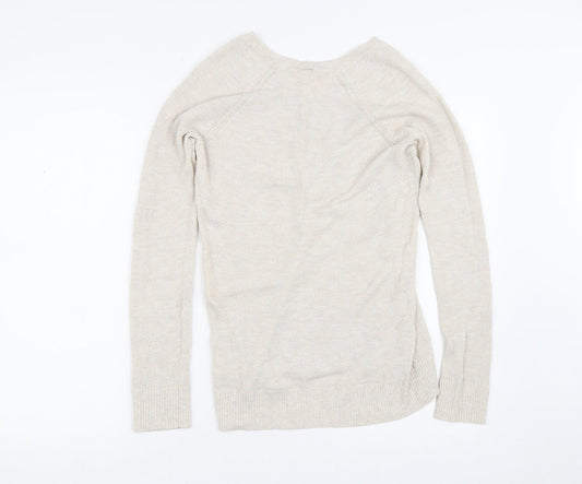 Gap Womens Beige V-Neck Cotton Pullover Jumper Size XS