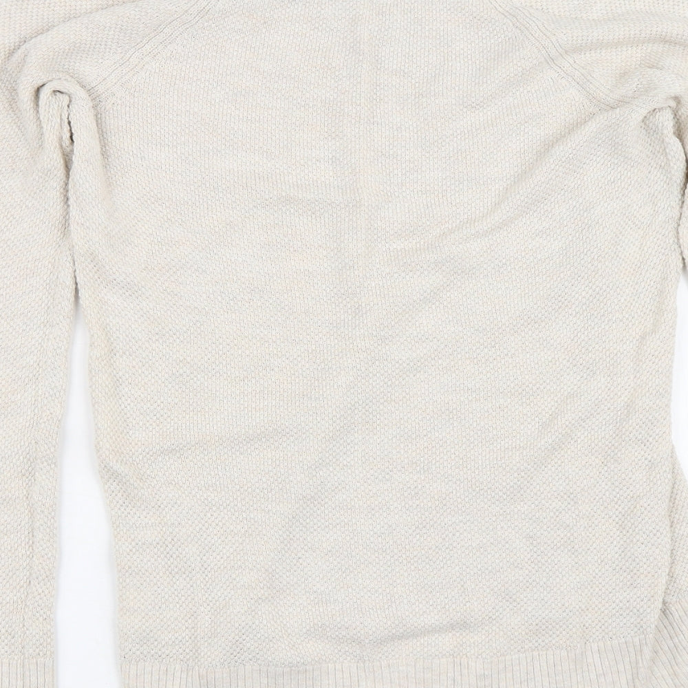 Gap Womens Beige V-Neck Cotton Pullover Jumper Size XS