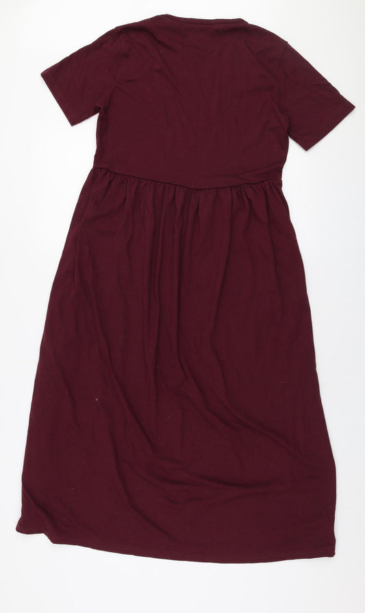 Missguided Womens Purple Polyester Skater Dress Size 6 Round Neck Pullover