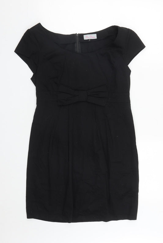 Be Beau Womens Black Polyester Pencil Dress Size 10 Round Neck Zip