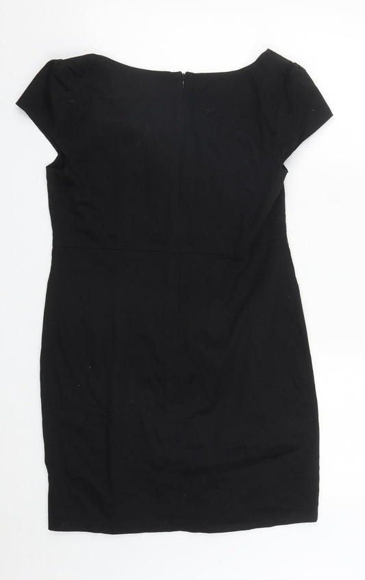 Be Beau Womens Black Polyester Pencil Dress Size 10 Round Neck Zip