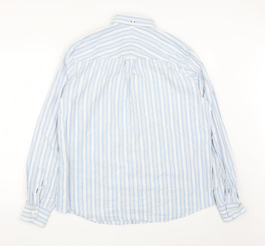 Mens UK Size L John Lewis Blue Button-Up Long Sleeve Casual Shirt