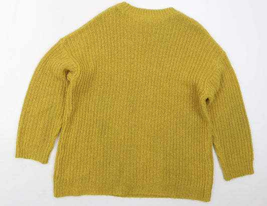New Look Womens Yellow Crew Neck Acrylic Pullover Jumper Size S