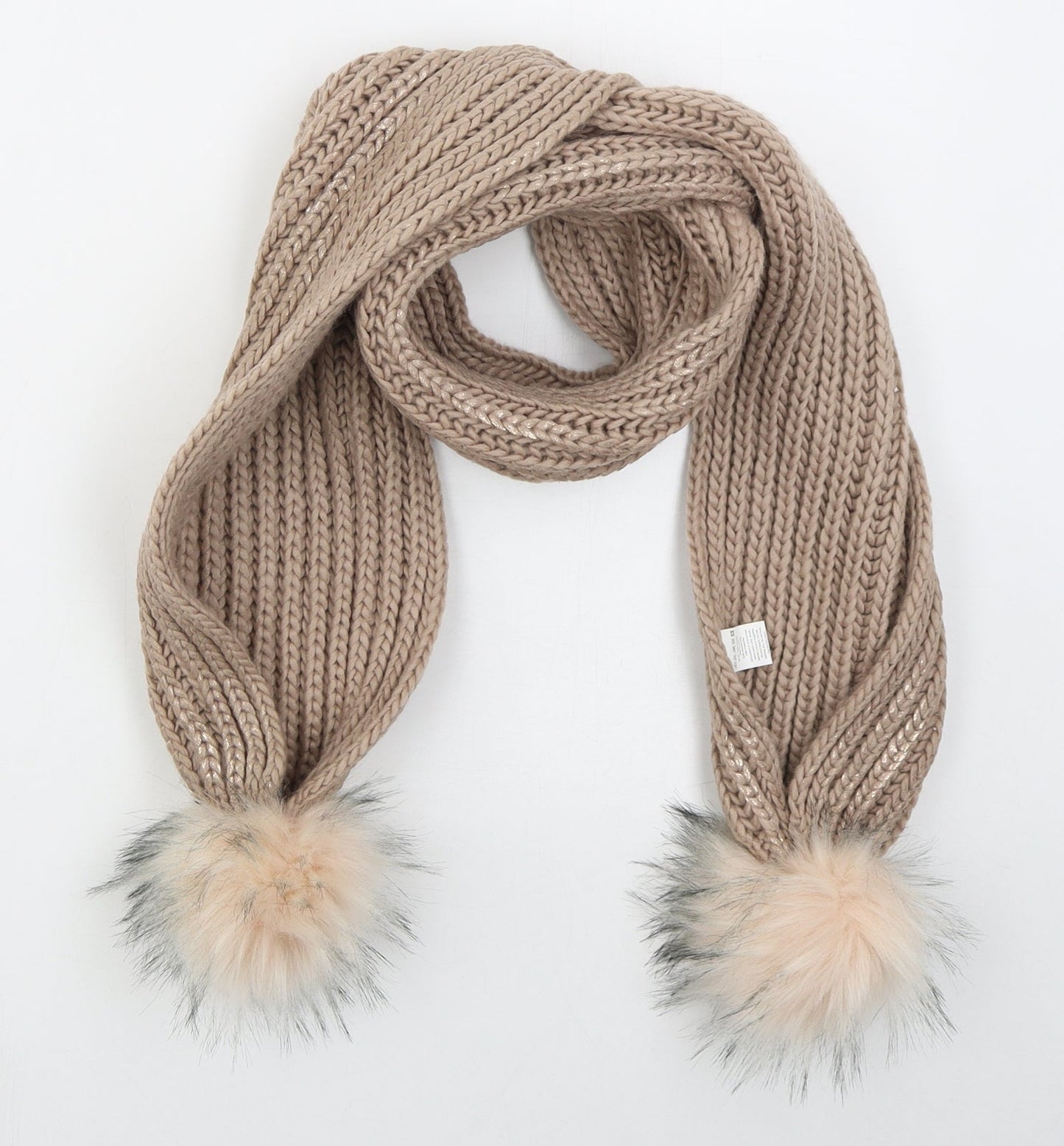 TJ Morris Womens Pink Acrylic Scarf - Pom Pom