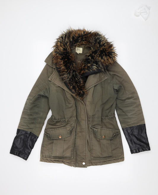 Womens UK Size 10 Papaya Green Parka Coat