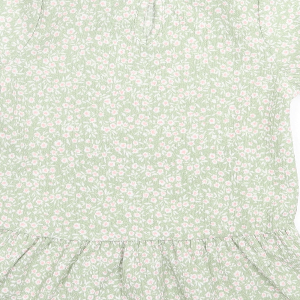Primark Girls Green Floral Polyester A-Line Size 2 Years Crew Neck Pullover