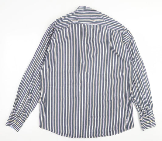 Baileys Mens Multicoloured Striped Cotton Button-Up Size L Collared Button