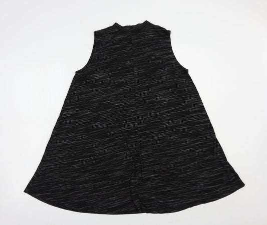 Papaya Womens Black Striped Viscose Tunic Blouse Size M Crew Neck