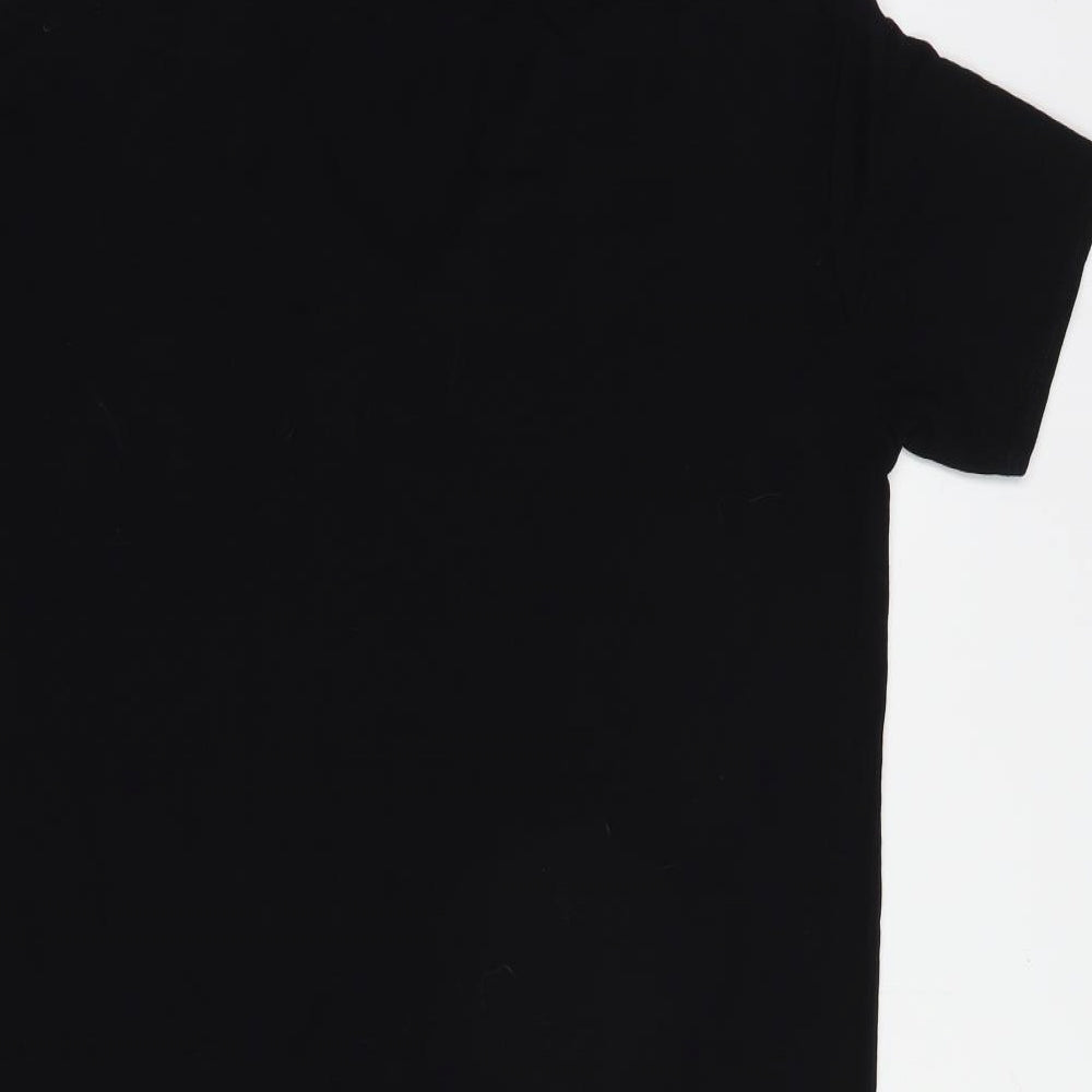 Missguided Womens Black Viscose T-Shirt Dress Size 8 V-Neck Pullover