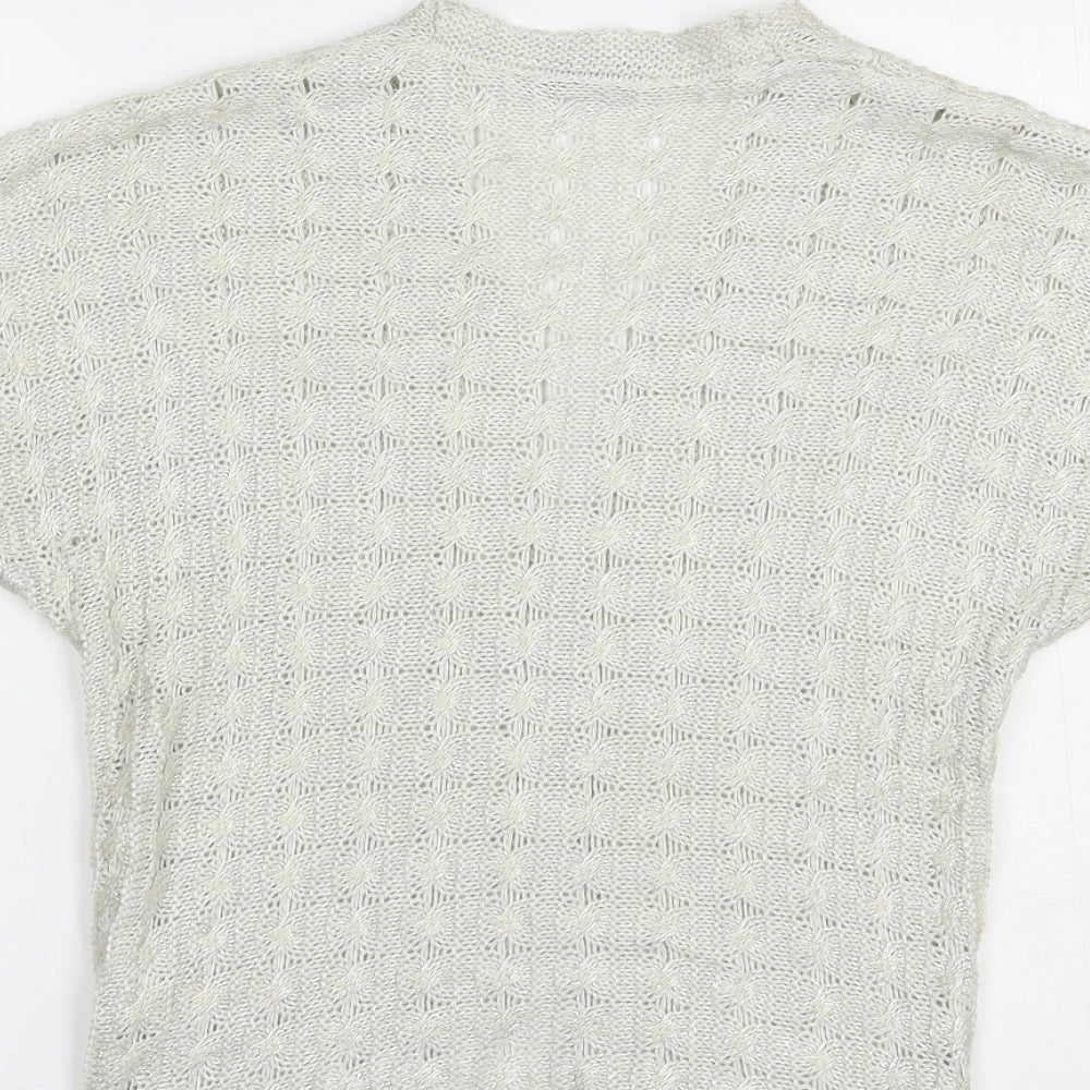 TU Womens Grey V-Neck Acrylic Shrug Jumper Size M