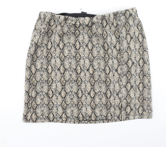 Primark Womens Brown Animal Print Polyester Mini Skirt Size 10