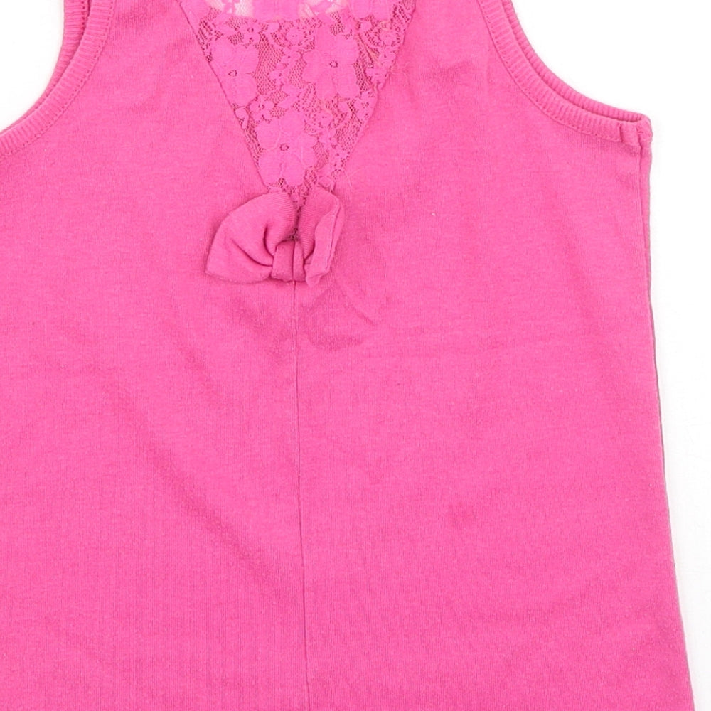 B&Q Girls Pink Cotton Basic Tank Size 12 Years Round Neck