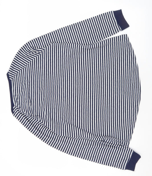 Primark Womens Blue Round Neck Striped Polyester Pullover Jumper Size 10 - 10/12