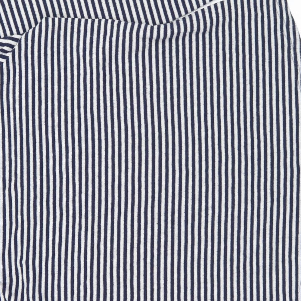 Primark Womens Blue Round Neck Striped Polyester Pullover Jumper Size 10 - 10/12