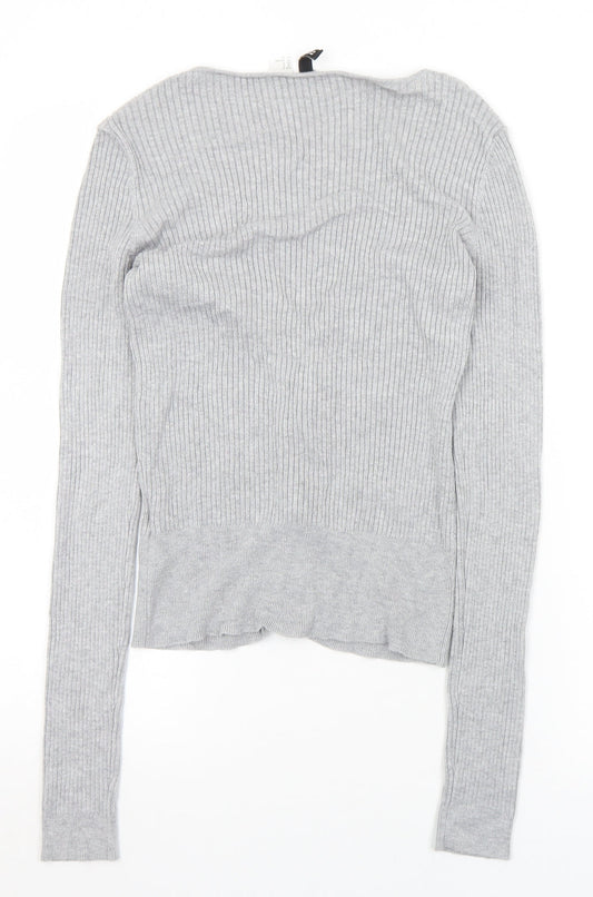 Womens UK Size S Divided Grey Full Zip Jumper
