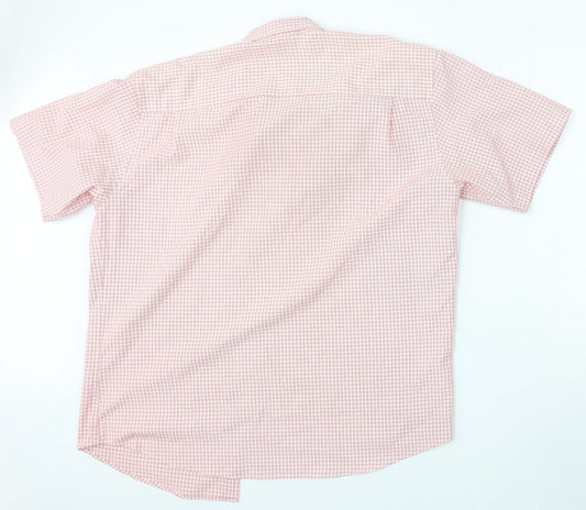 Lincoln Mens Red Check Polyester Polo Size XL Collared