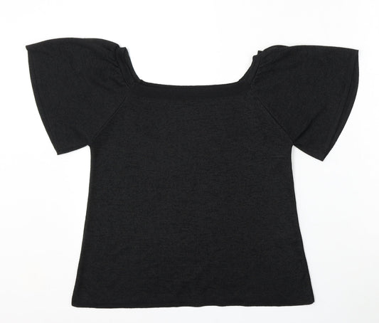 TU Womens Black Round Neck Polyester Pullover Jumper Size 12