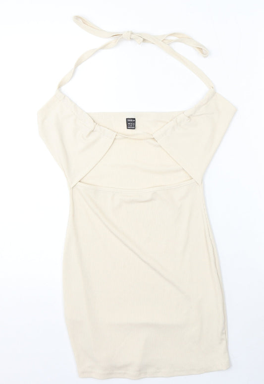 SheIn Womens Beige Polyester Bodycon Size S Square Neck