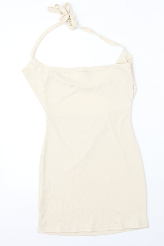 SheIn Womens Beige Polyester Bodycon Size S Square Neck