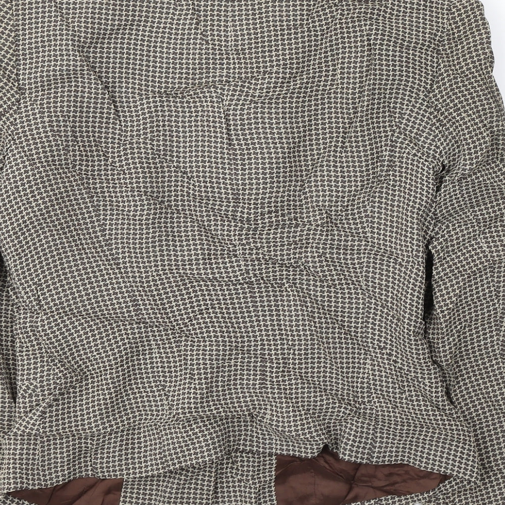 Studio Womens Beige Geometric Viscose Jacket Suit Jacket Size 8
