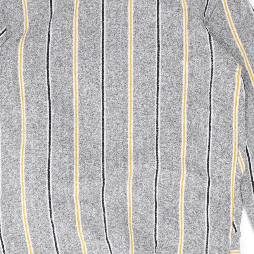 F&F Womens Grey Crew Neck Striped Polyester Pullover Jumper Size 12