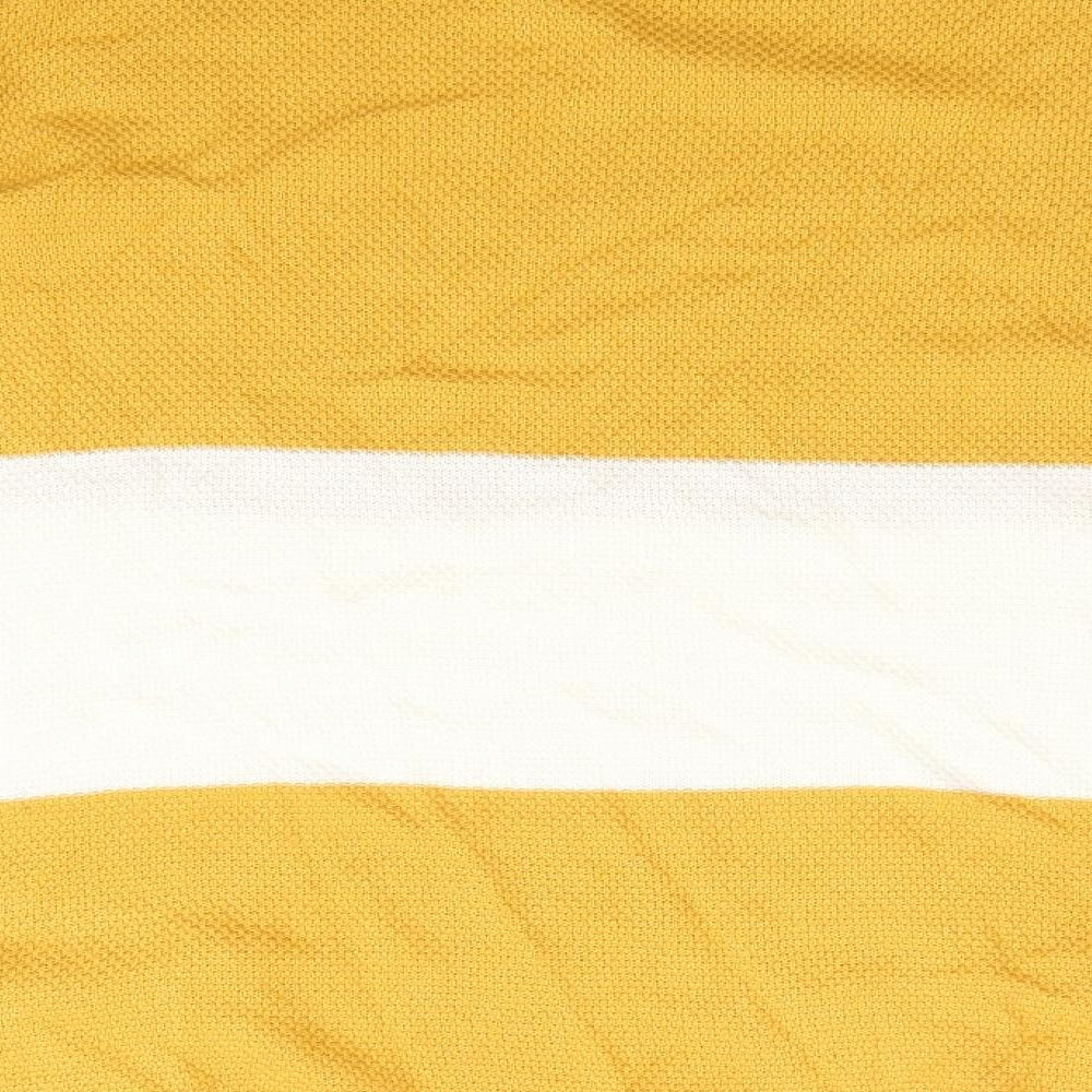 TU Womens Yellow Round Neck Striped Acrylic Pullover Jumper Size 12
