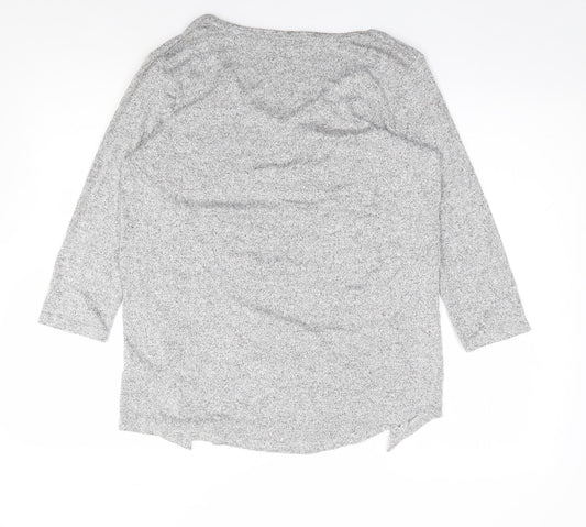 Papaya Womens Grey Viscose Jersey T-Shirt Size 12 V-Neck