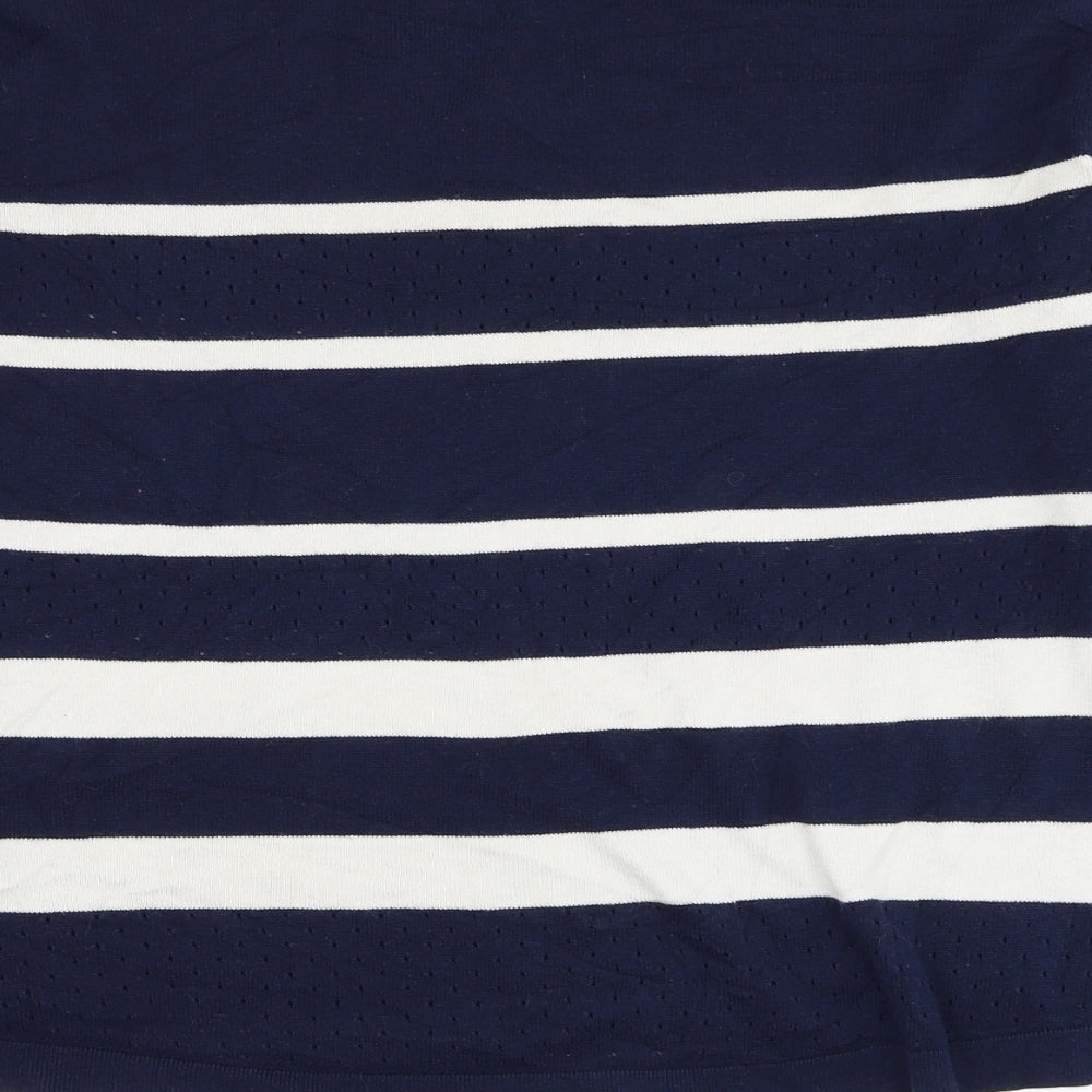 Gap Womens Blue Round Neck Striped Camel Pullover Jumper Size S