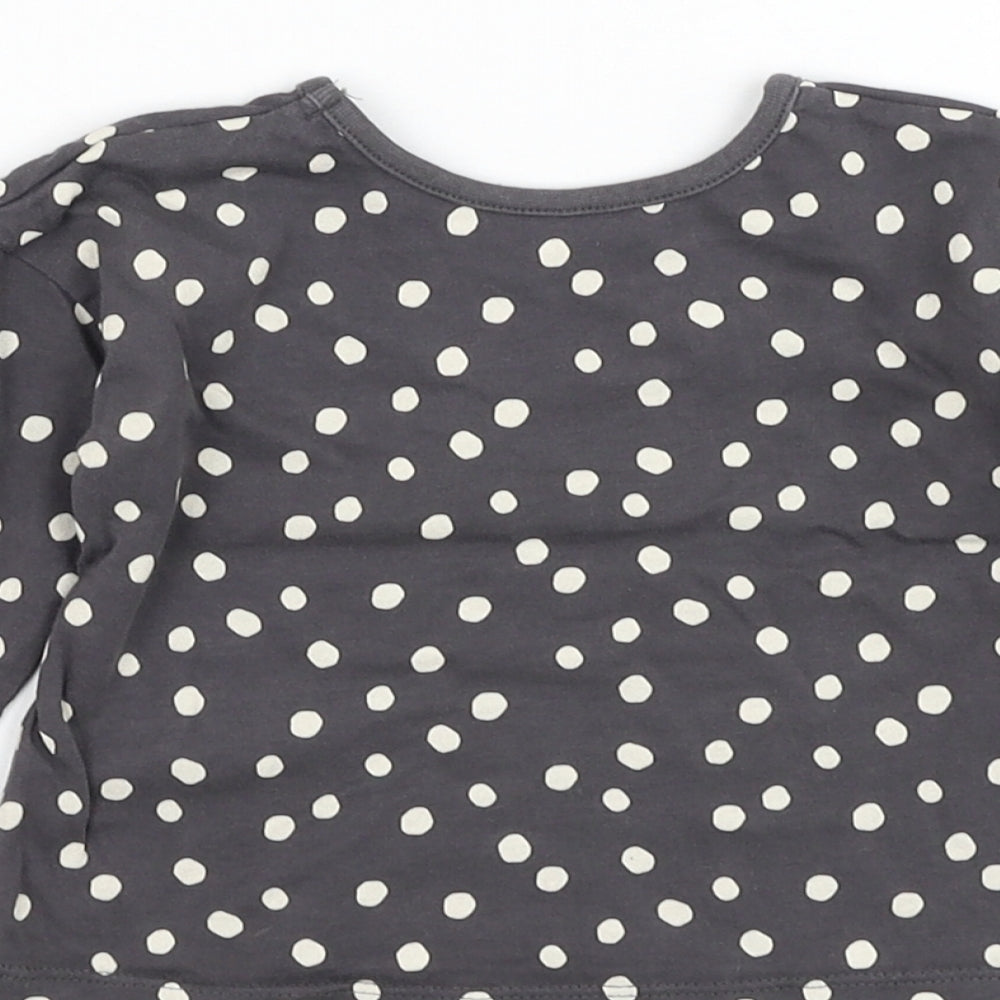 George Girls Grey Polka Dot Cotton Basic T-Shirt Size 6-9 Months Round Neck Pullover