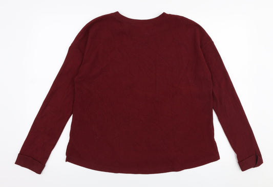 Primark Womens Red Round Neck Polyester Pullover Jumper Size S